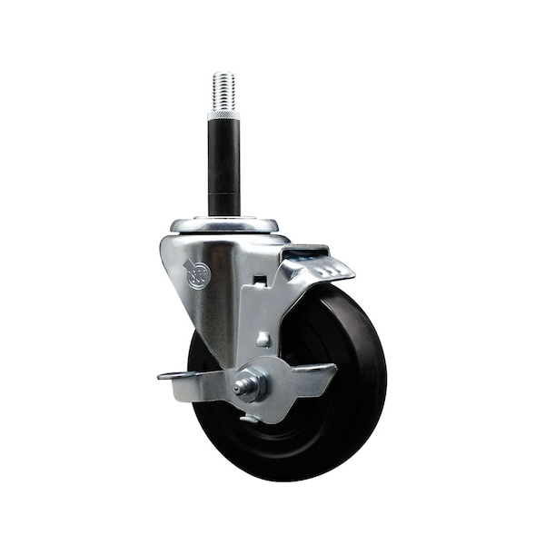 4'' SS Hard Rubber Swivel 3/4'' Expanding Stem Caster with Brake